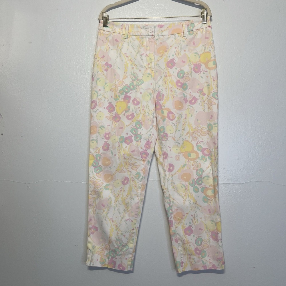 Talbots Cotton Stretch Slim-Leg Perfect Crop Pant Abstract Floral Print Sz 2 NEW